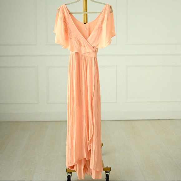 Free People Fiona wrap maxi dress in PEACH - Picture 2 of 5